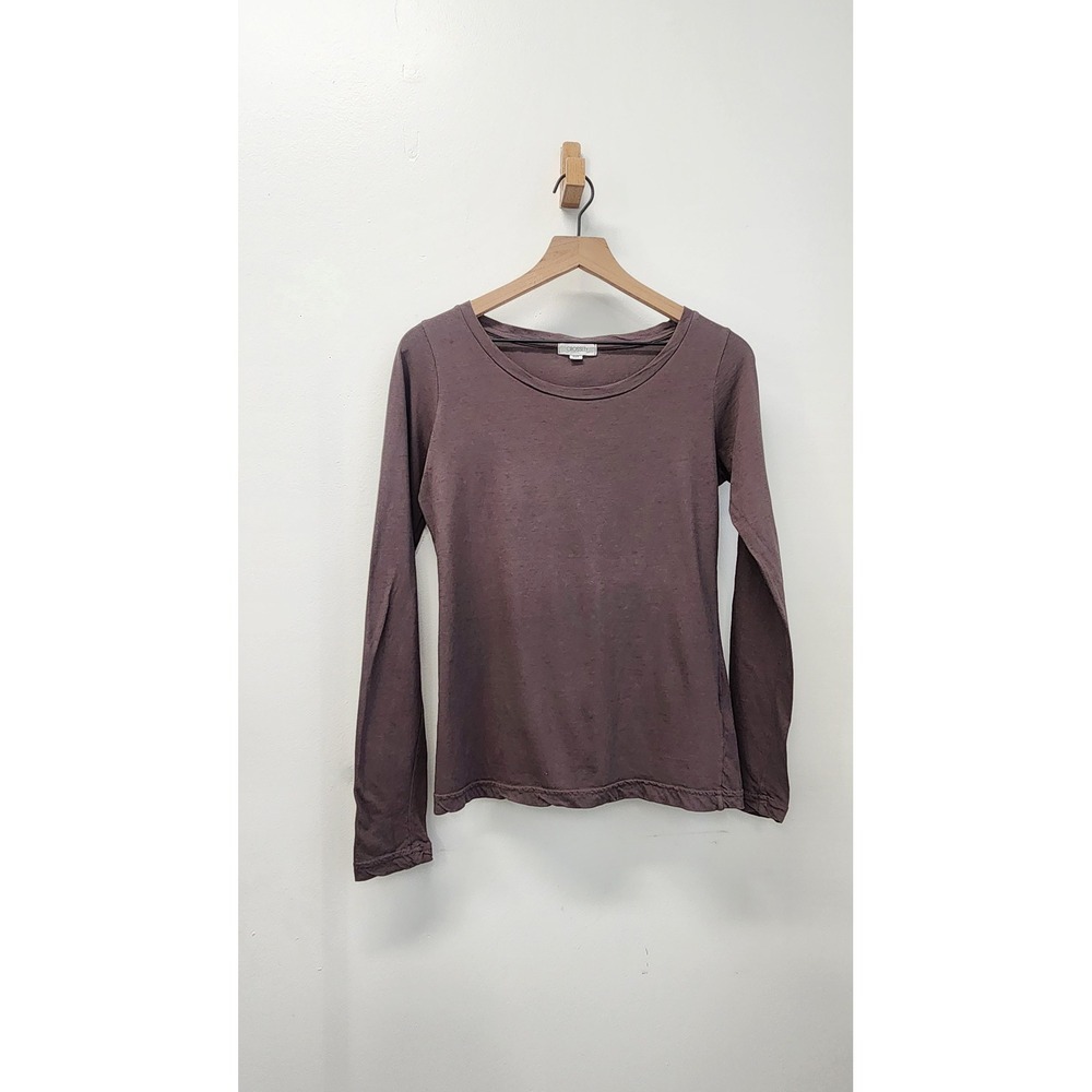 Crossley Long Sleeve Top Womens M Mauve Brown Cotton Made in Italy Luxury Basic